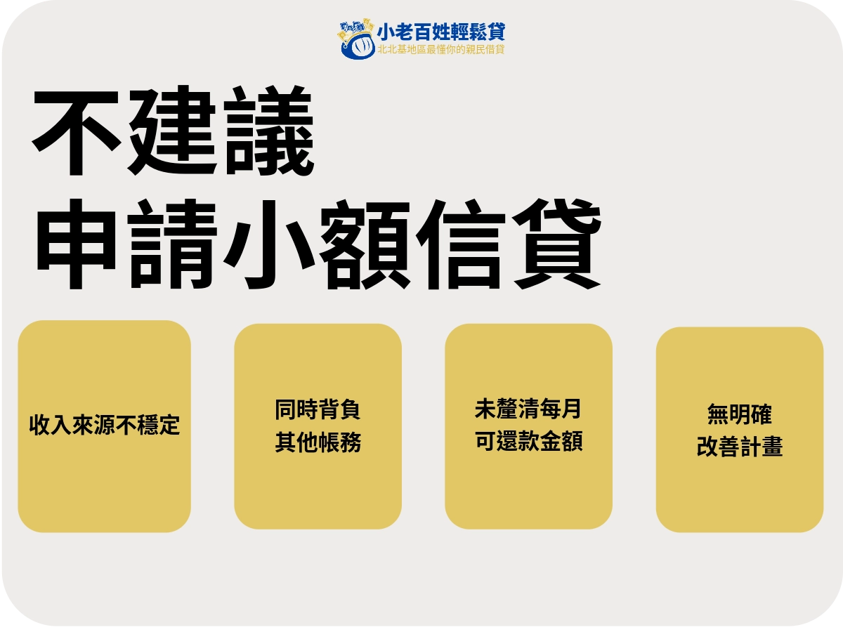 不建議申請小額信貸的狀況