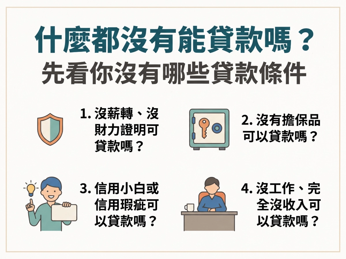 什麼都沒有能貸款嗎？先看你沒有哪些貸款條件