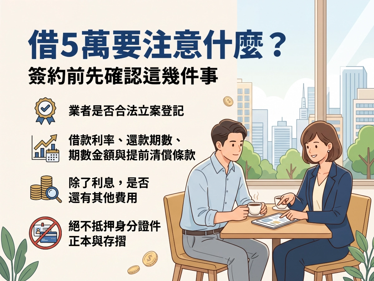 借5萬要注意什麼？簽約前先確認這幾件事