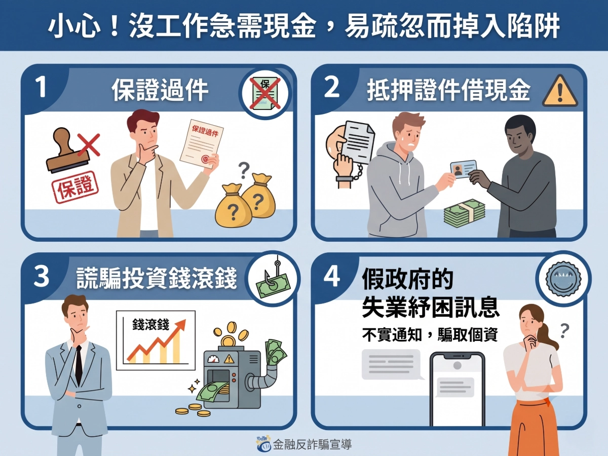 小心!沒工作急需現金,易疏忽而掉入陷阱