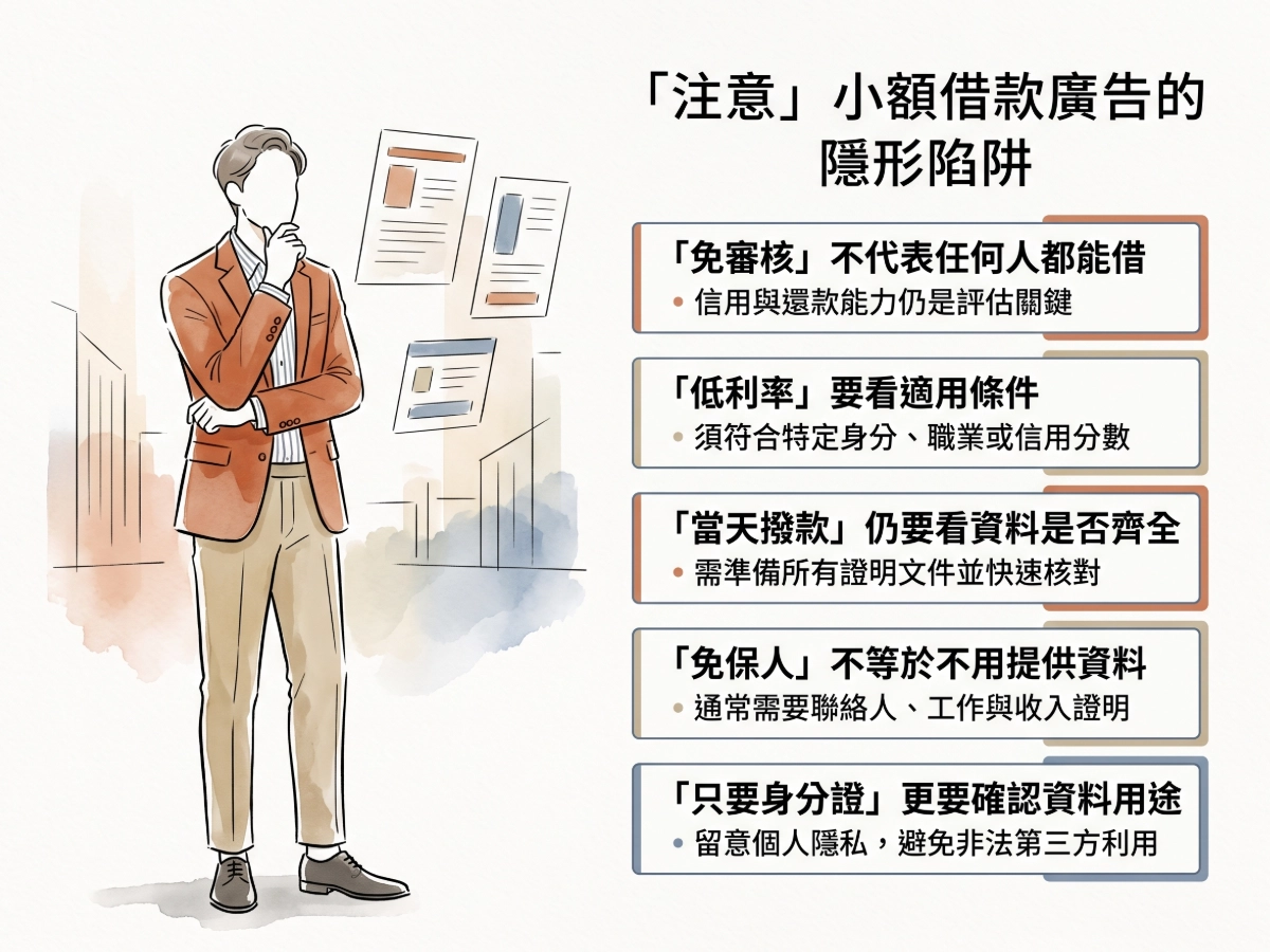 看到小額借款廣告時，哪些字不能只看表面