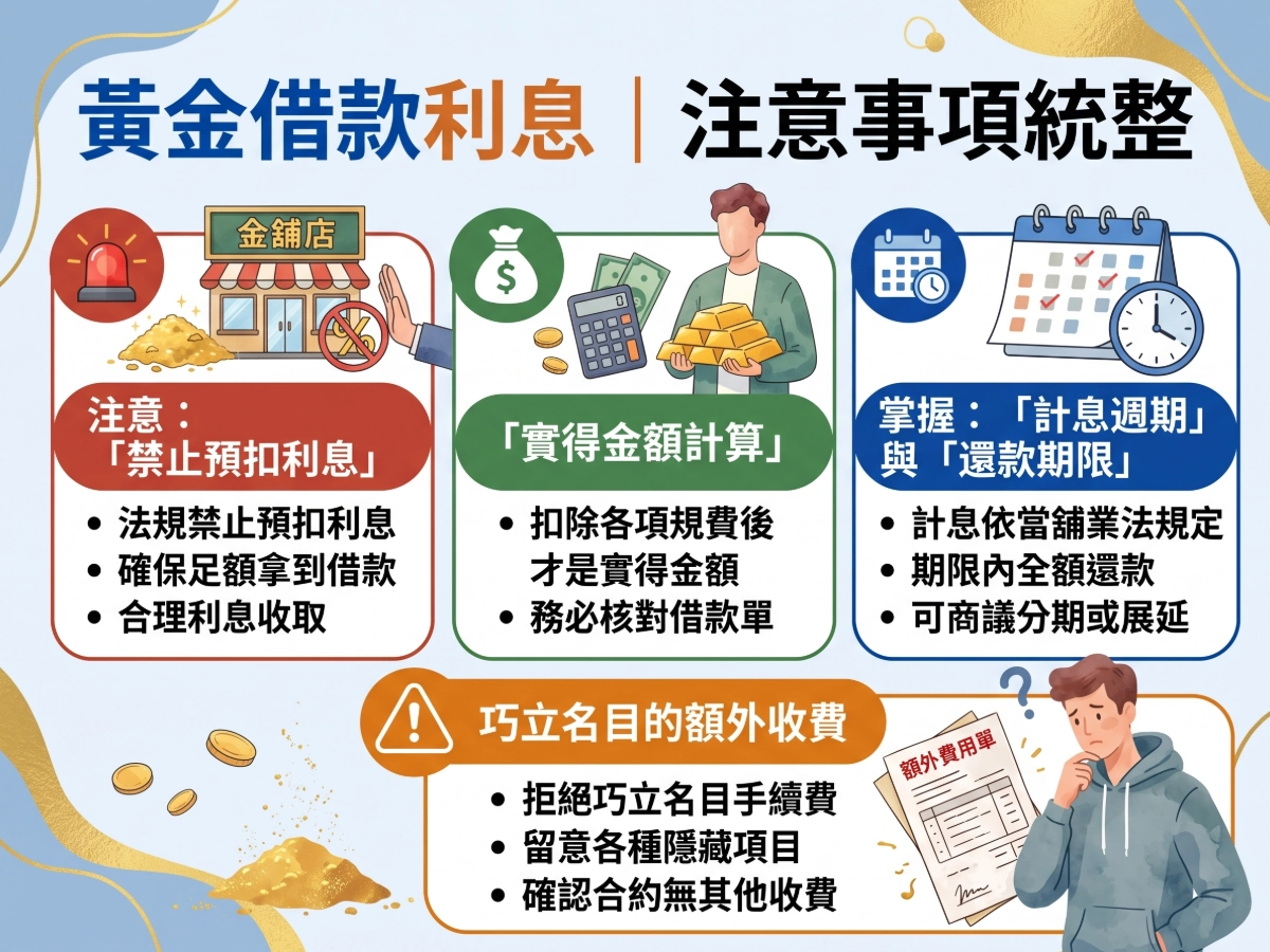 黃金借款利息|注意事項統整